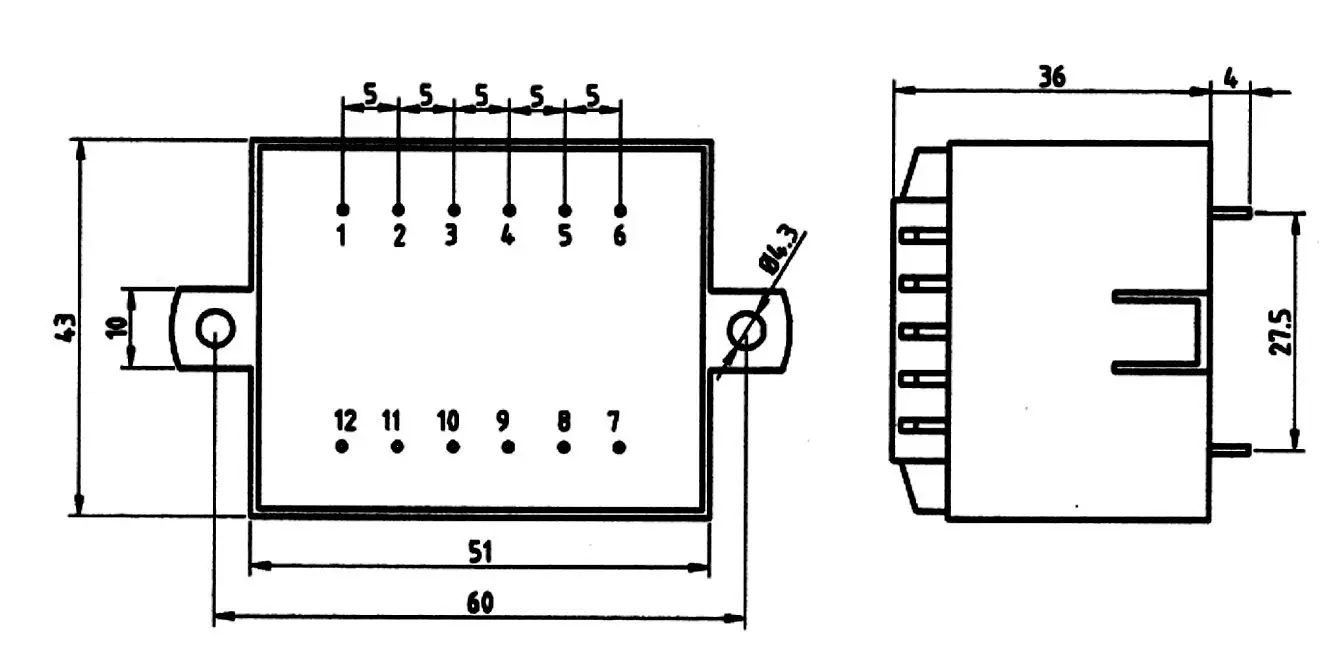 Трансформатор для печатной платы Weiss Elektrotechnik 85/378 10.0VA 230V / 2X12V / 41