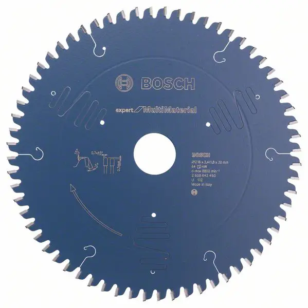 Насадка Bosch Expert для работы с различными материалами 2608642493. Отрезной диск 216 x 30 x 2,4 мм. Количество зубьев: 64. 1 шт.