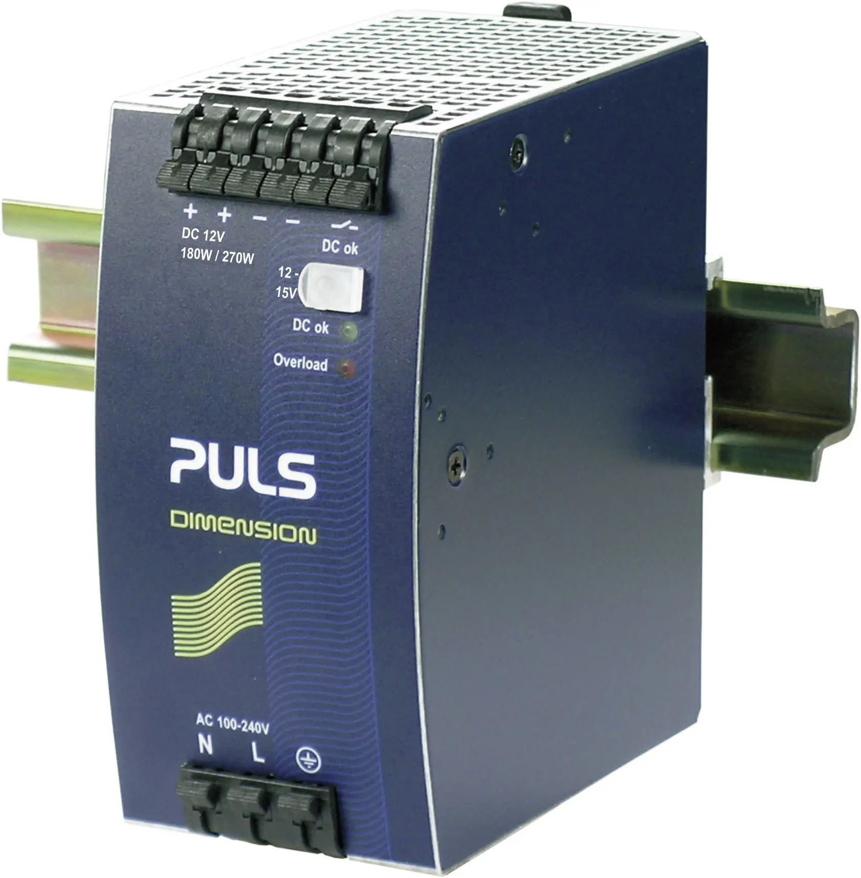 Блок питания PULS QS10.121 для DIN-рейки, 12 В/постоянный ток, 15 А, 180 Вт. Количество выходов: 1. Описание: 1 шт.
