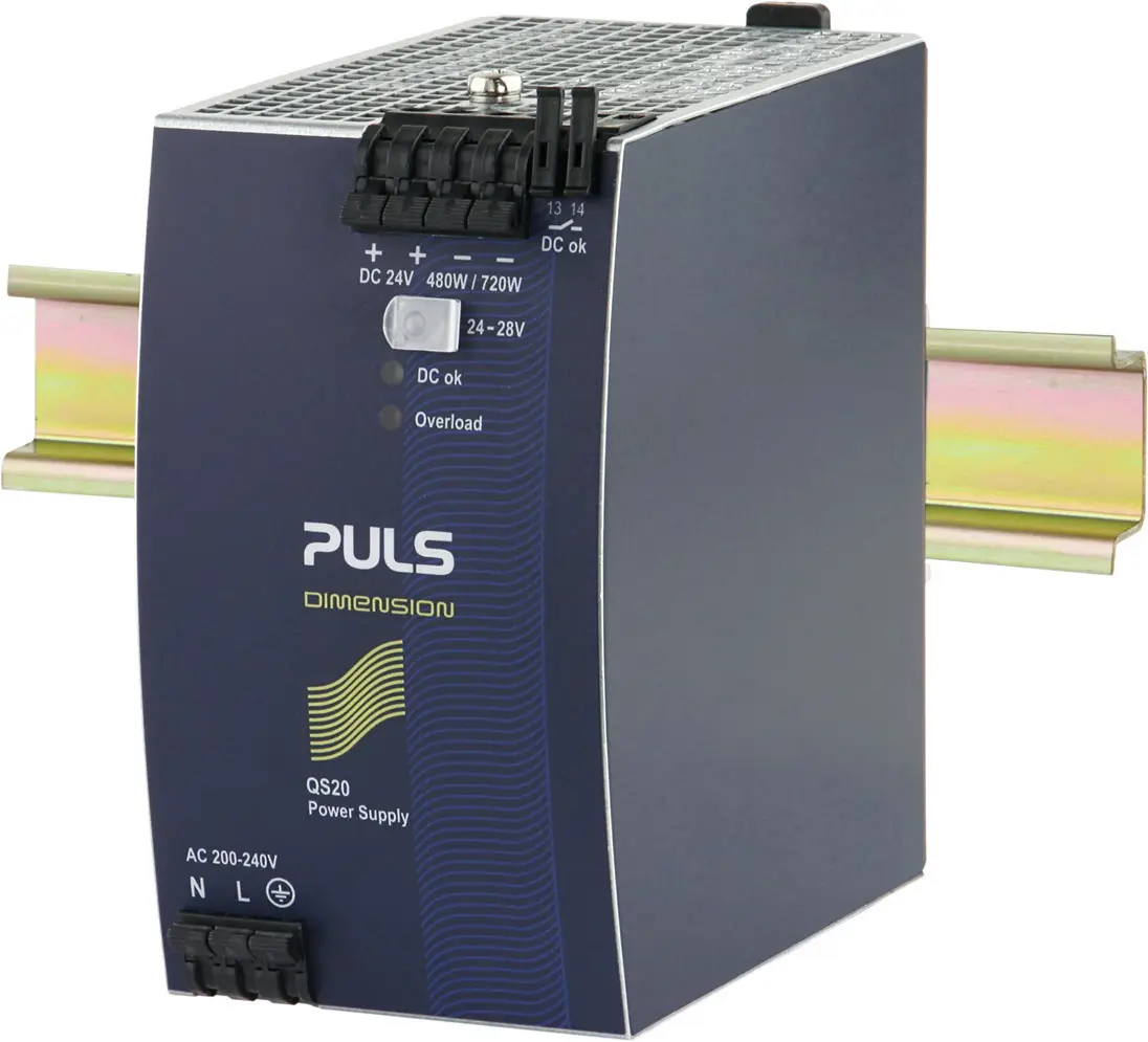 Блок питания PULS QS20.244 для DIN-рейки, 24 В/постоянный ток, 20 А, 480 Вт. Количество выходов: 1. Описание: 1 шт.