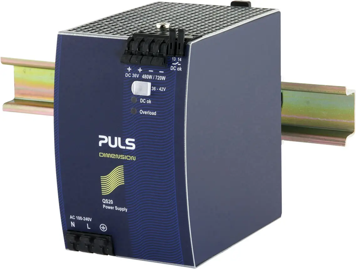 Блок питания PULS QS20.361 для DIN-рейки, 36 В/постоянный ток, 13 А, 480 Вт. Количество выходов: 1. Описание: 1 шт.