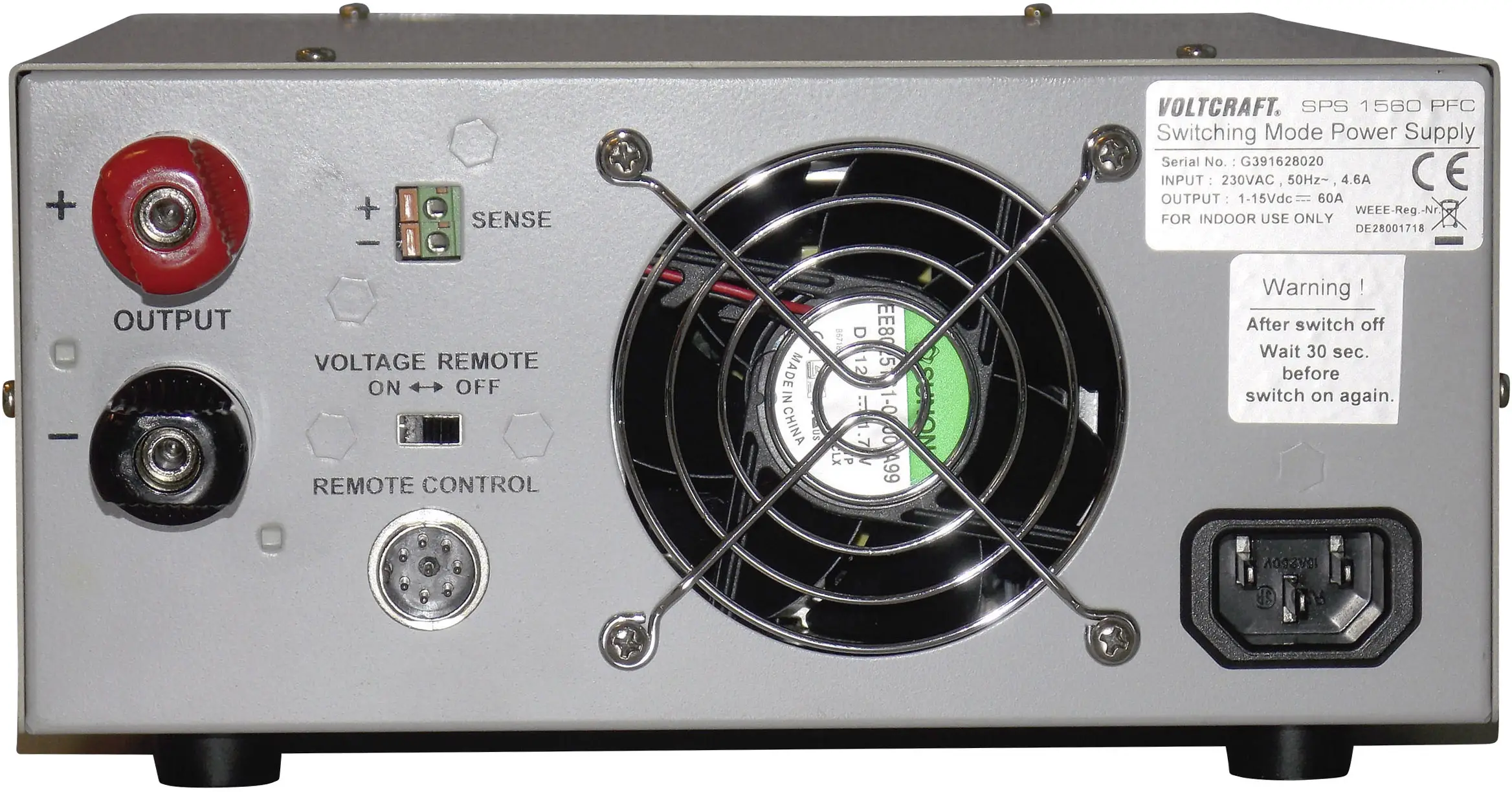 Лабораторный блок питания VOLTCRAFT SPS 1560 с коррекцией коэффициента мощности (PFC), 1-15 А, 6-60 А, 900 Вт.
