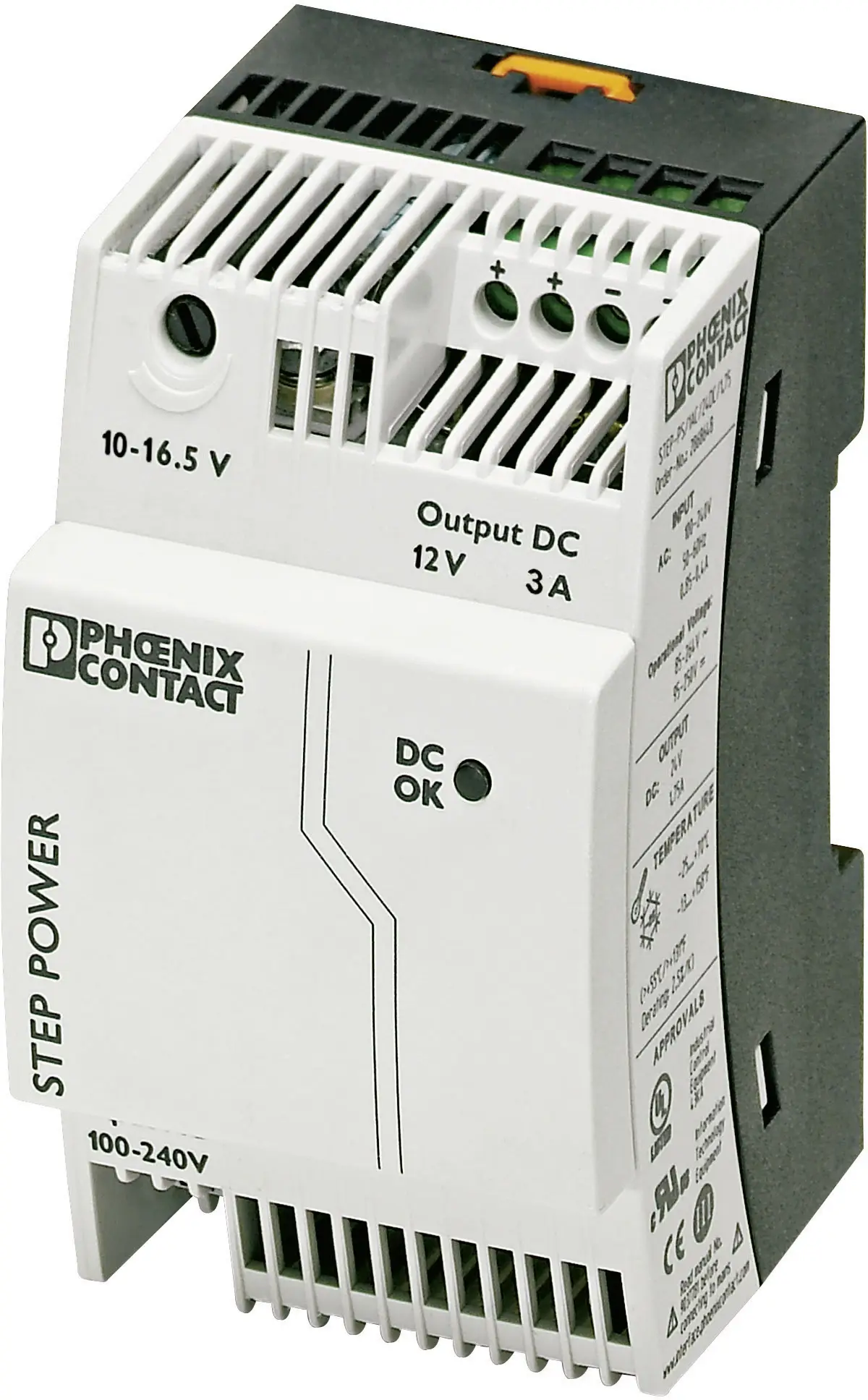 Блок питания Phoenix Contact STEP-PS/1AC/12DC/3 на DIN-рейку, 12 В/пост. ток, 3,3 А, 36 Вт