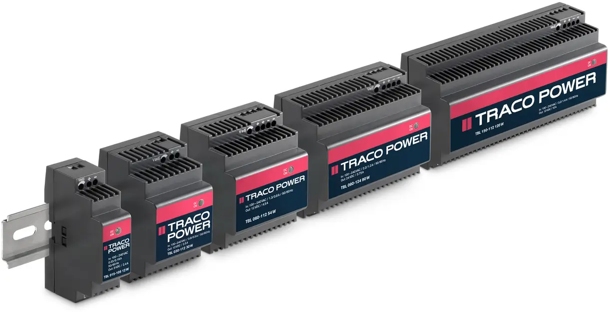 Блок питания TracoPower TBL 015-105 для установки на DIN-рейку, 5 В/постоянный ток, 2,4 А, 12 Вт.
