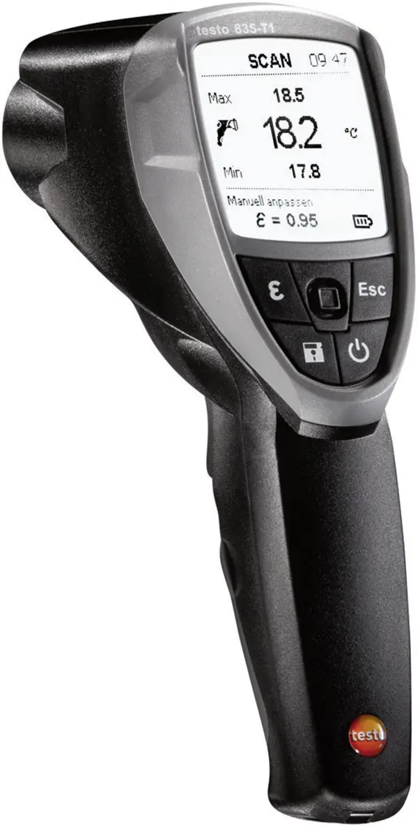 Пирометр testo 835-T1, оптика 50:1, диапазон температур -30 - +650 °C, контактное измерение.