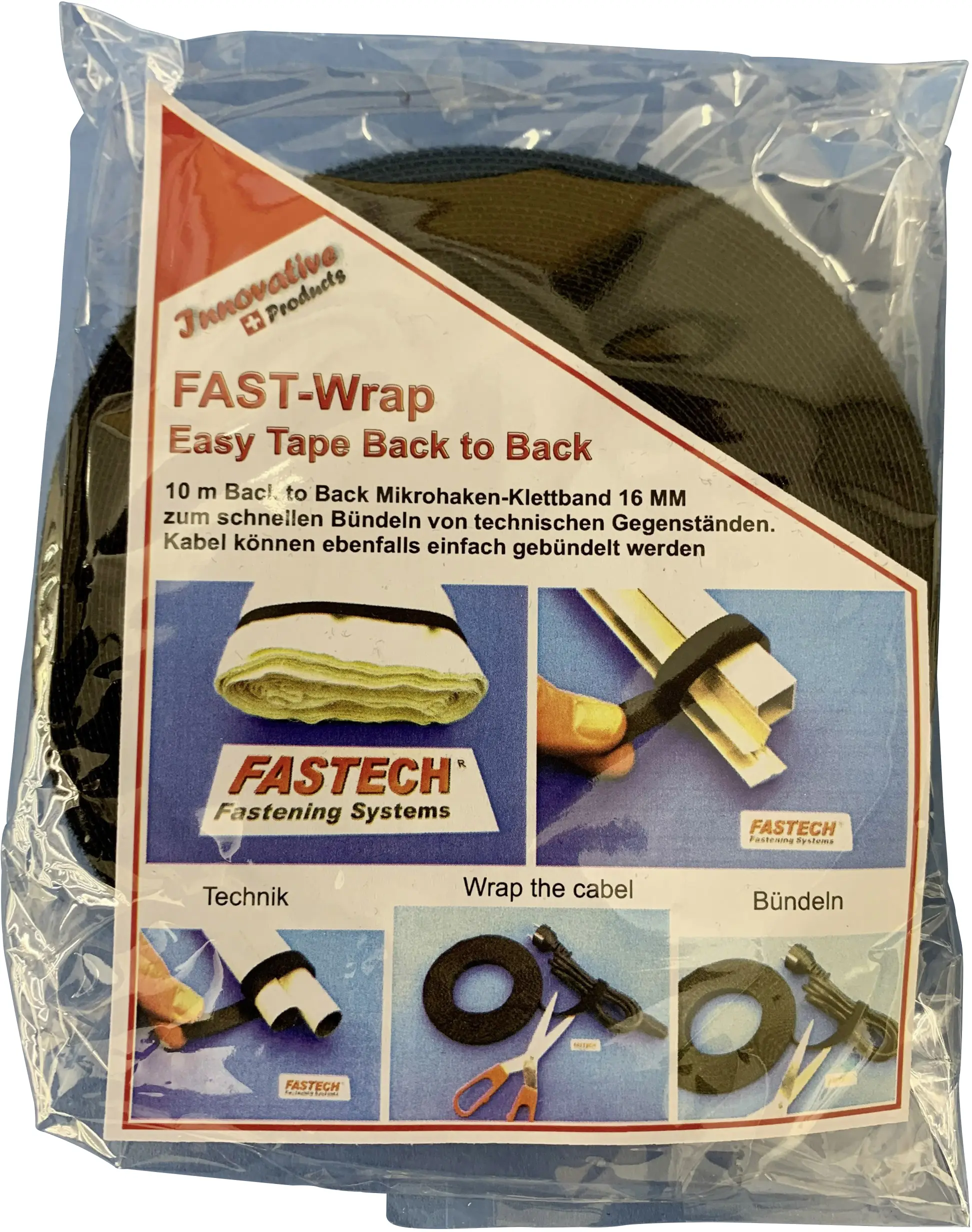 FASTECH® 702-330-Bag Лента на липучках для растений и сада, элемент с петлями и крючками (Д x Ш) 10000 мм x 16 мм, черная, 10 м
