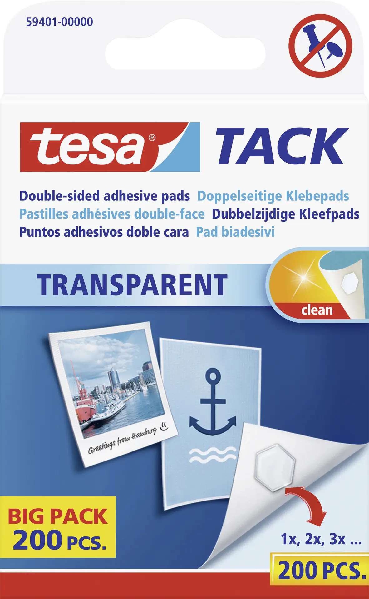 Двусторонние клейкие подушечки Tesa Tack®, большая упаковка 200 шт. tesa 59401-00000-01 прозрачные TACK Состав: 200 шт.