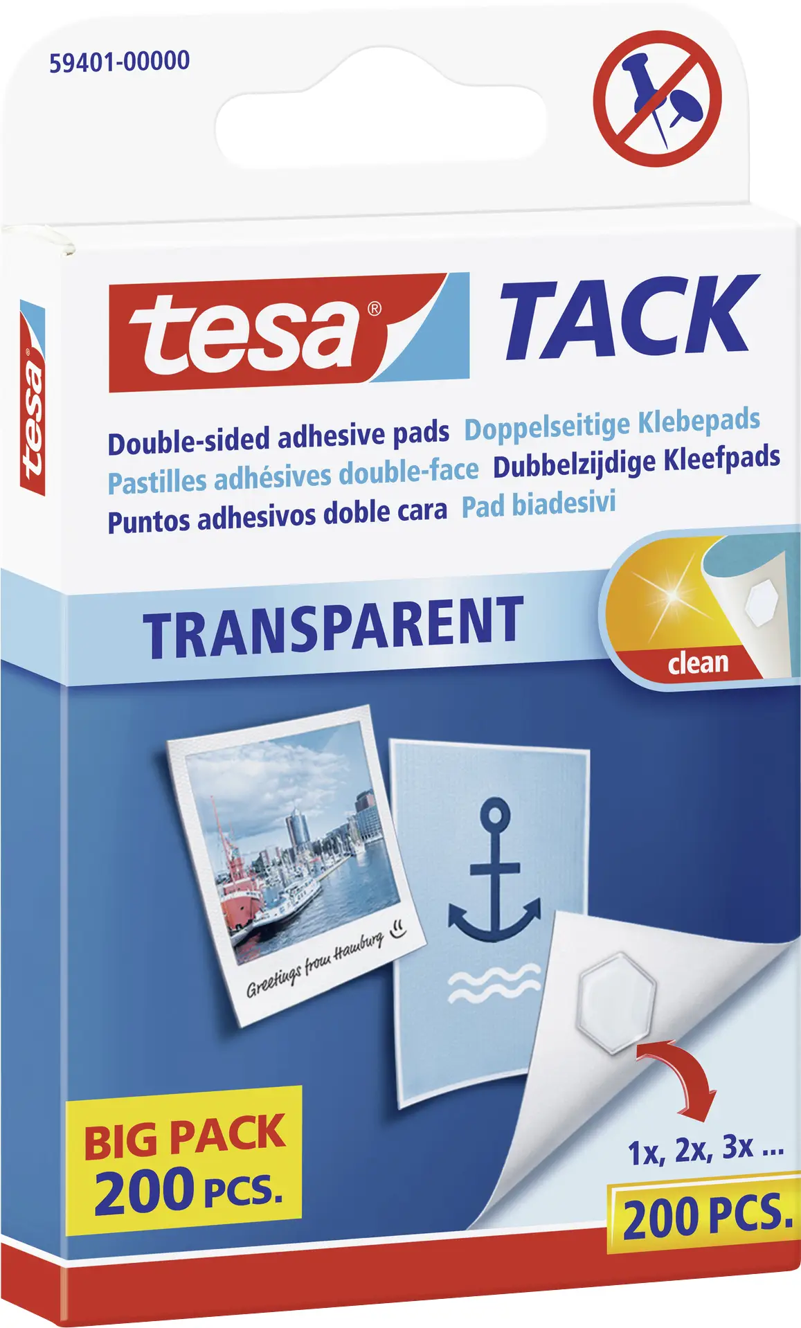 Двусторонние клейкие подушечки Tesa Tack®, большая упаковка 200 шт. tesa 59401-00000-01 прозрачные TACK Состав: 200 шт.