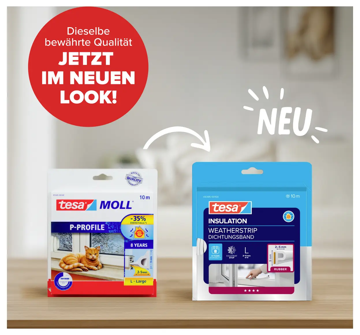 Герметизуюча стрічка tesa tesamoll® 05395-00100-00, (Д x Ш) 10 м x 9 мм, 10 м, 1 шт.