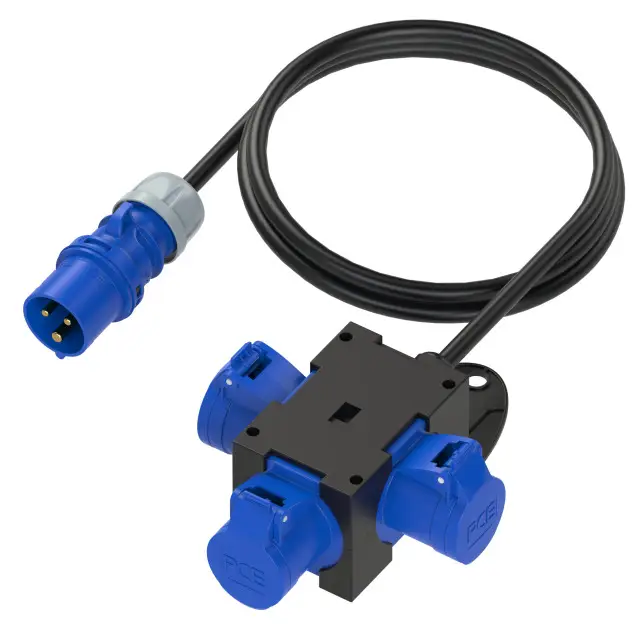 Адаптер PCE 9430155, 230 В, 16 А, IP44, 3 розетки CEE 16 Cara A, 3-полюсный