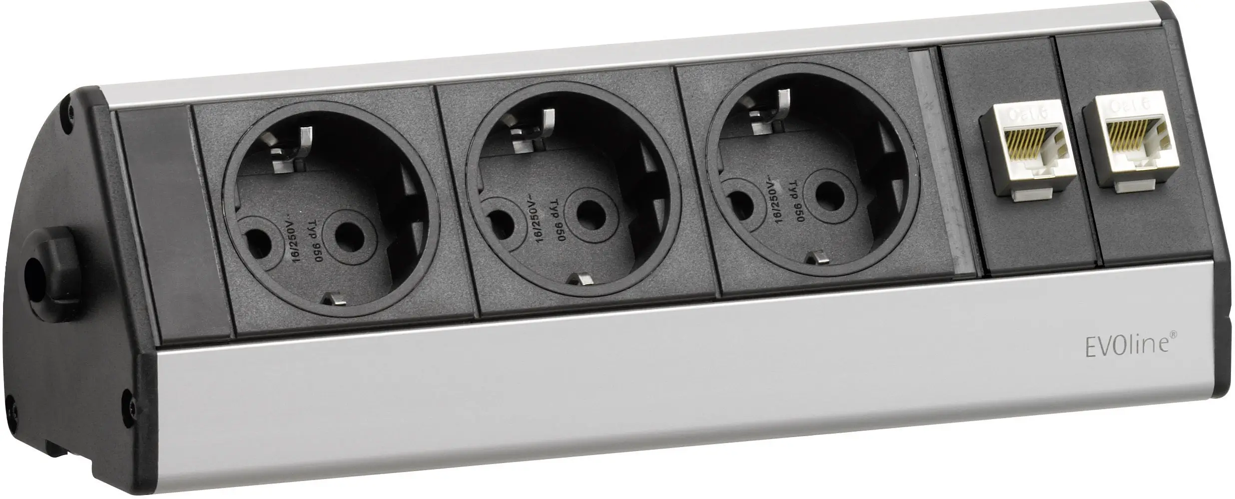 Сетевой удлинитель EVOline EVOLINE®DOCK DESK DATA 3fach 103317, безопасный разъем, количество розеток: 3