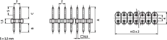 Прямоконтактный разъем Fischer Elektronik SLY 2/104/100/G, RM 2 мм, 2x50 контактов, 3 А