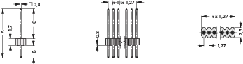 Роз'єм Fischer Elektronik SLV W 1055/36/G, RM 1,27 мм, 1 x 36 контактів, 1,5 A