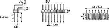 Роз'єм Fischer Elektronik SL 19/108/ 72/Z, RM 2,54 мм, 2 x 36 контактів, 3 A