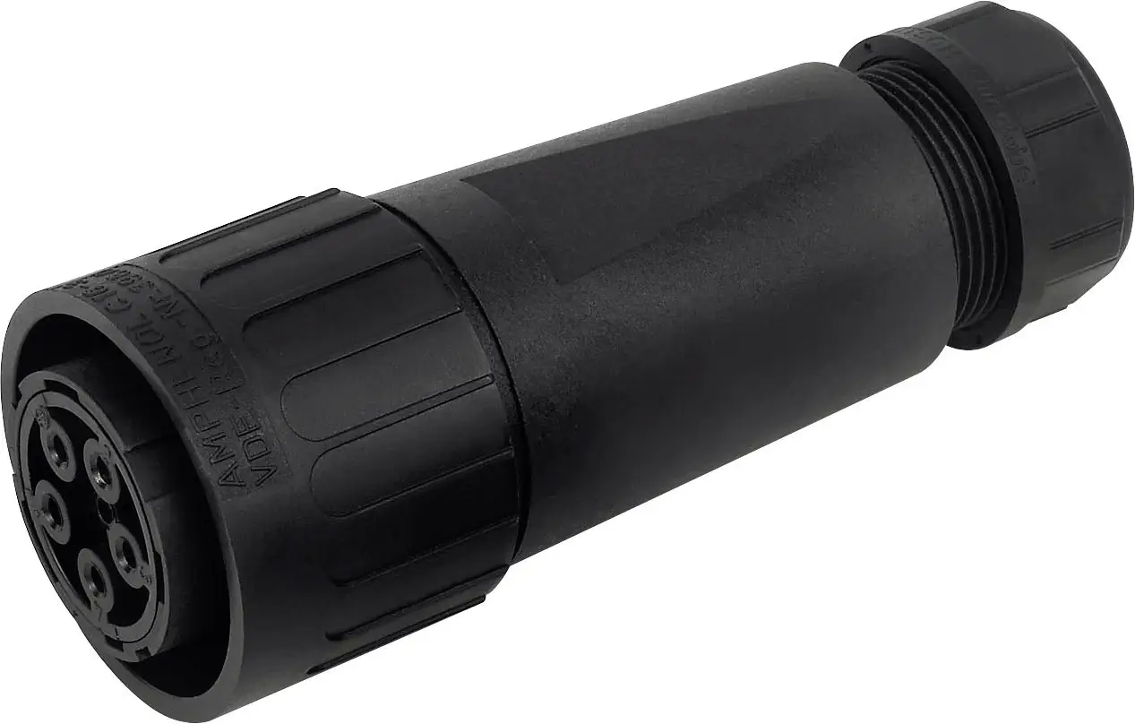 Разъем Amphenol C016 20E004 800 2 гнездовой, сильноточный, 4 контакта PE, 600 В, IP65, черный