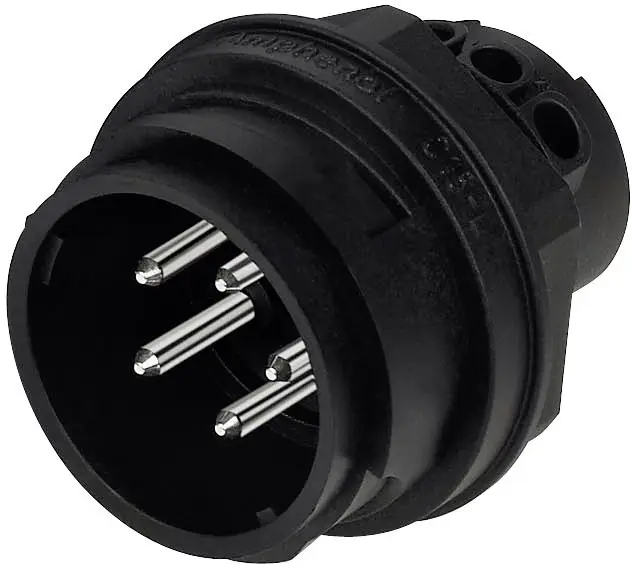Разъем Amphenol C016 20P004 800 2, сильноточный, 4 контакта PE, 600 В, IP65, черный