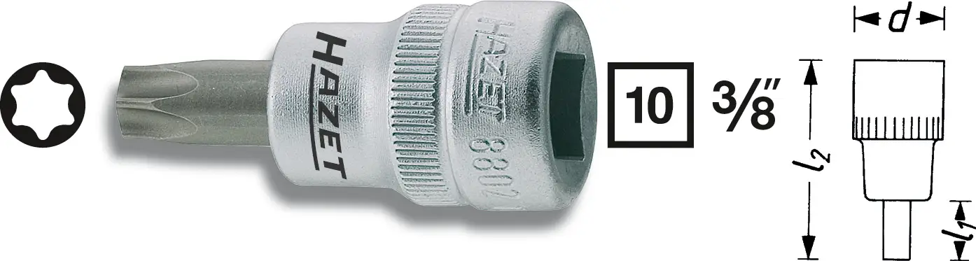 Головка-біт Hazet 8802-T15 8802-T40 з внутрішнім TORX 10 мм 3/8