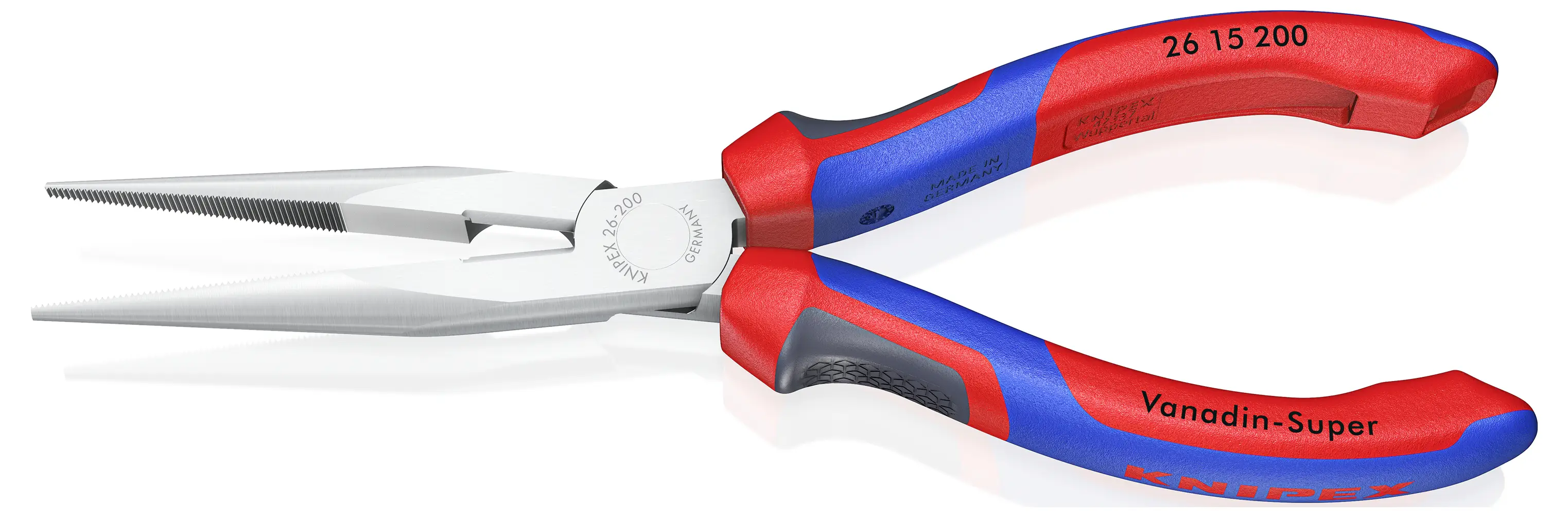 Плоскогубці з круглими носовими краями Knipex 26 15 200, прямі, хром-ванадієва електротехнічна сталь, 200 мм