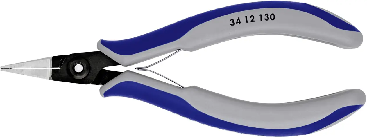 Knipex 34 12 130 — плоскогубцы с прямыми губками для электроники и механики, изготовлены из хромованадиевой подшипниковой стали, д
