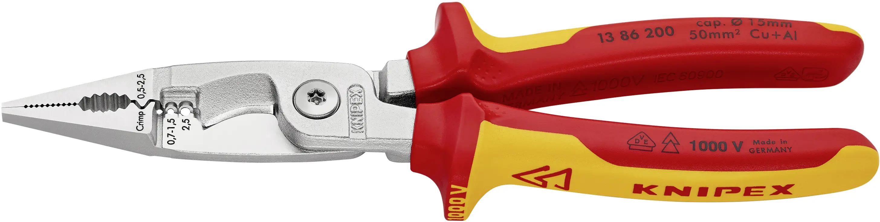 Многофункциональные плоскогубцы Knipex 13 86 200 13 86 200, 15 мм (макс.)