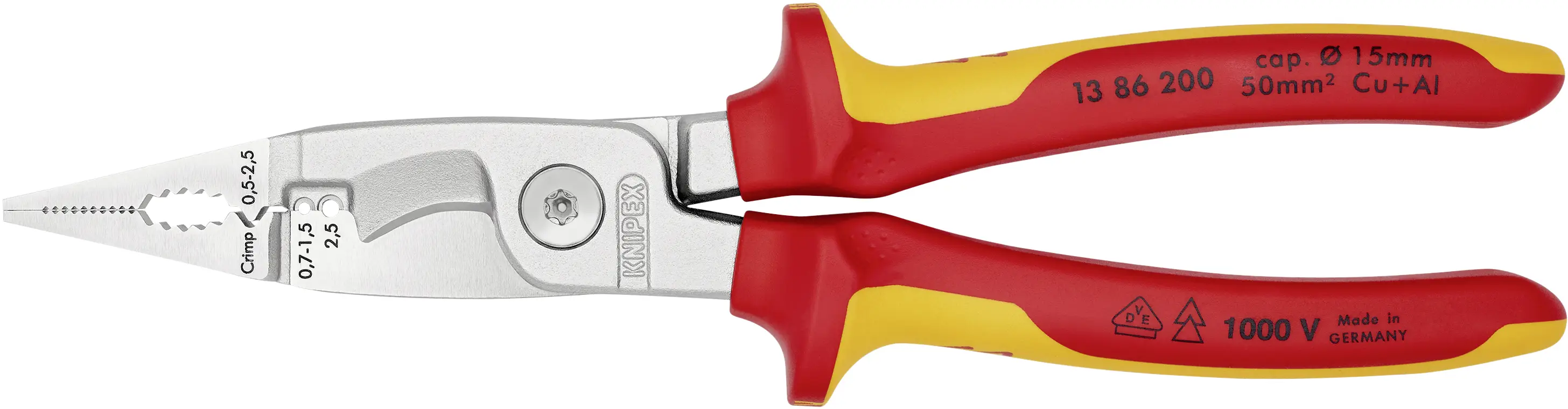 Многофункциональные плоскогубцы Knipex 13 86 200 13 86 200, 15 мм (макс.)