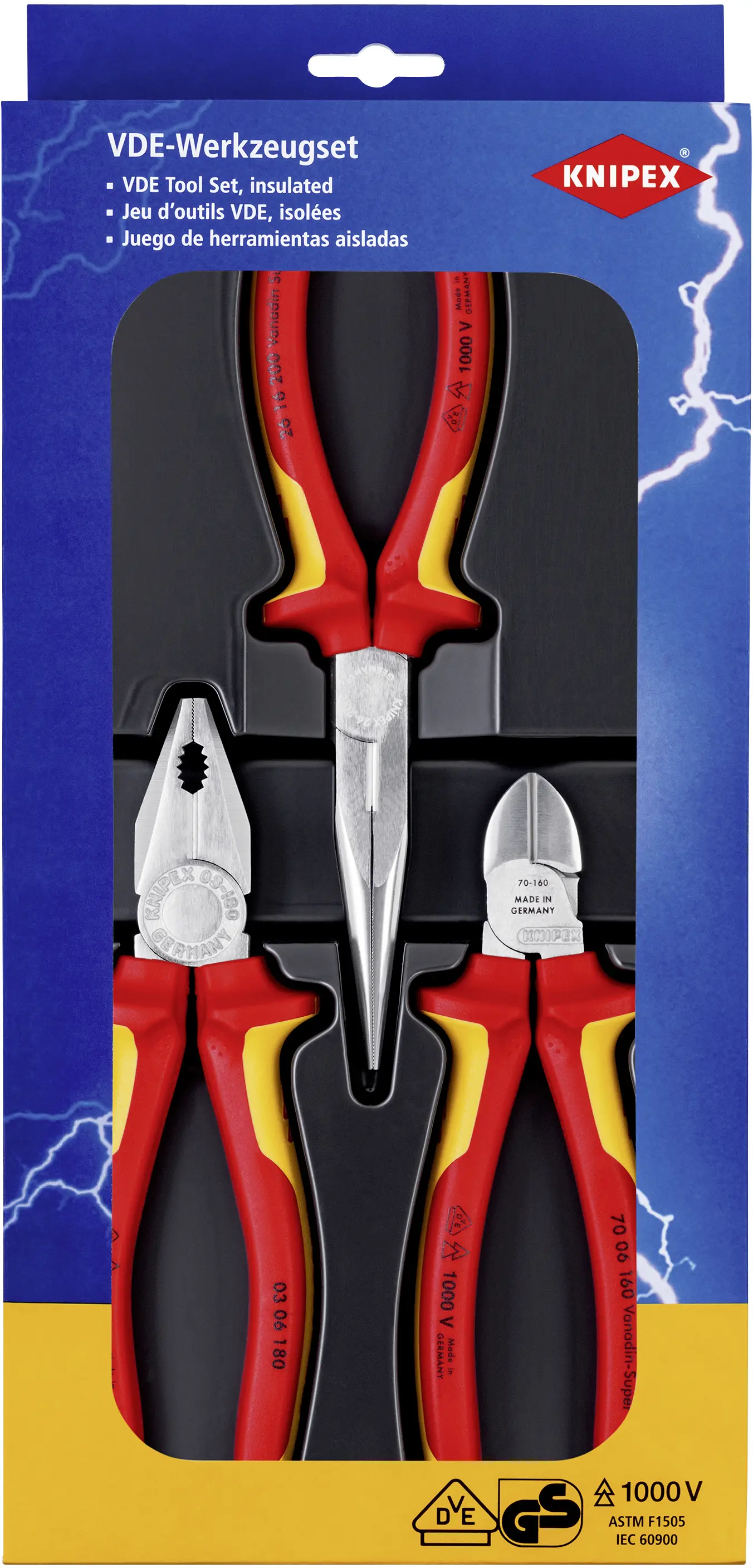 Набор плоскогубцев Knipex 00 20 12, VDE, 3 шт.