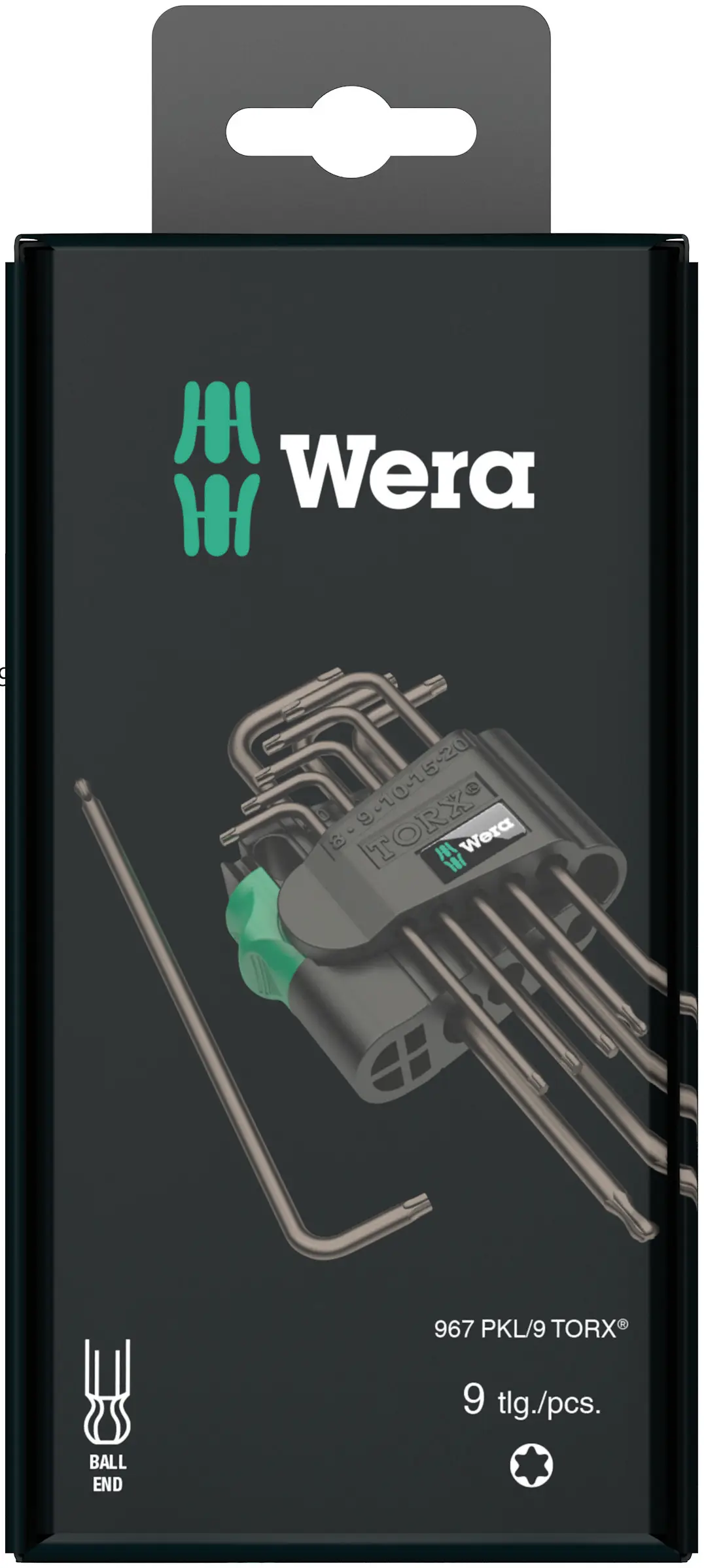 Набір внутрішніх Г-подібних ключів Wera 967 PKL/9 SB SiS TORX T 8, T 9, T 10, T 15, T 20, T 25, T 27, T 30, T 40, 9 предм.