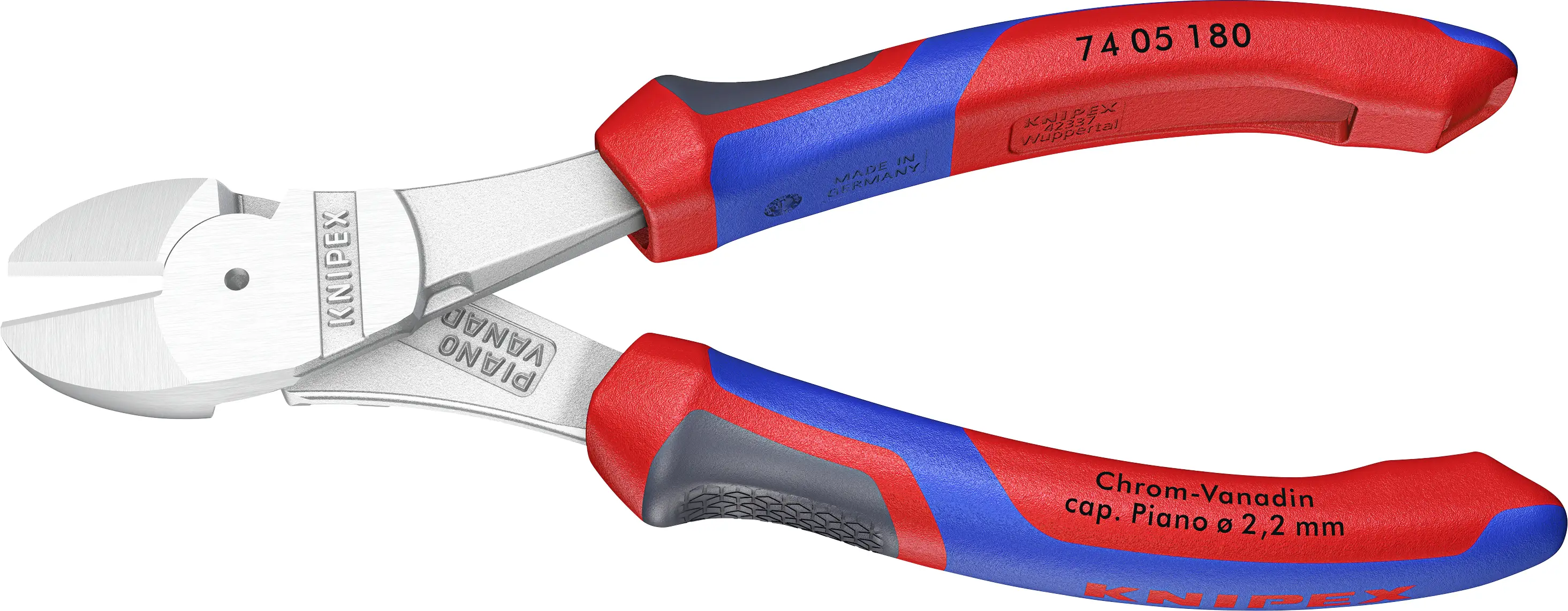 Бокорезы Knipex 74 05 180 для тяжелых условий эксплуатации, 180 мм, твердость 64 HRC, для мастерской.