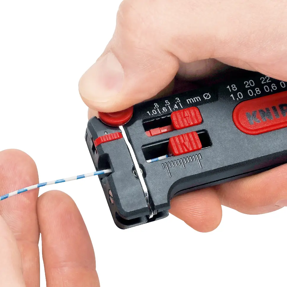 Инструмент для зачистки проводов Knipex 12 80 040 SB, диаметр провода от 0,12 до 0,4 мм.
