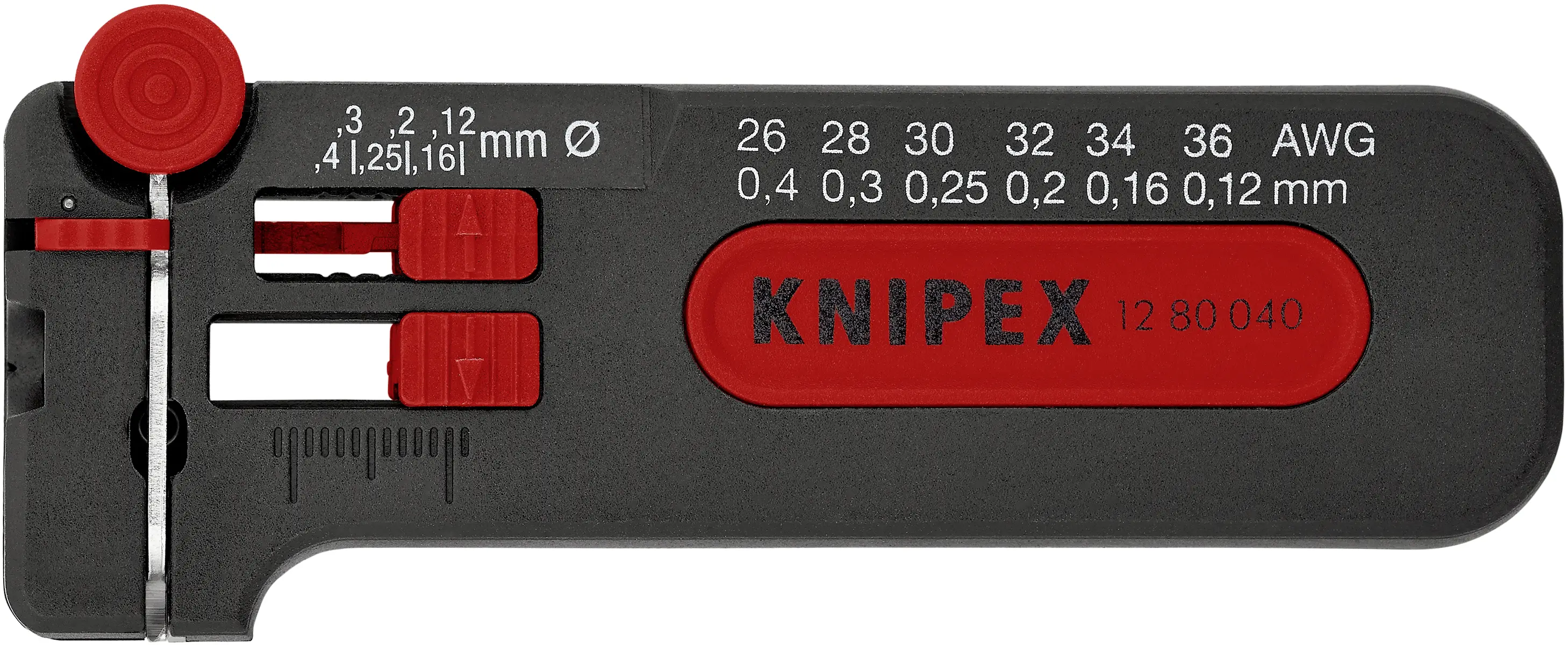 Инструмент для зачистки проводов Knipex 12 80 040 SB, диаметр провода от 0,12 до 0,4 мм.