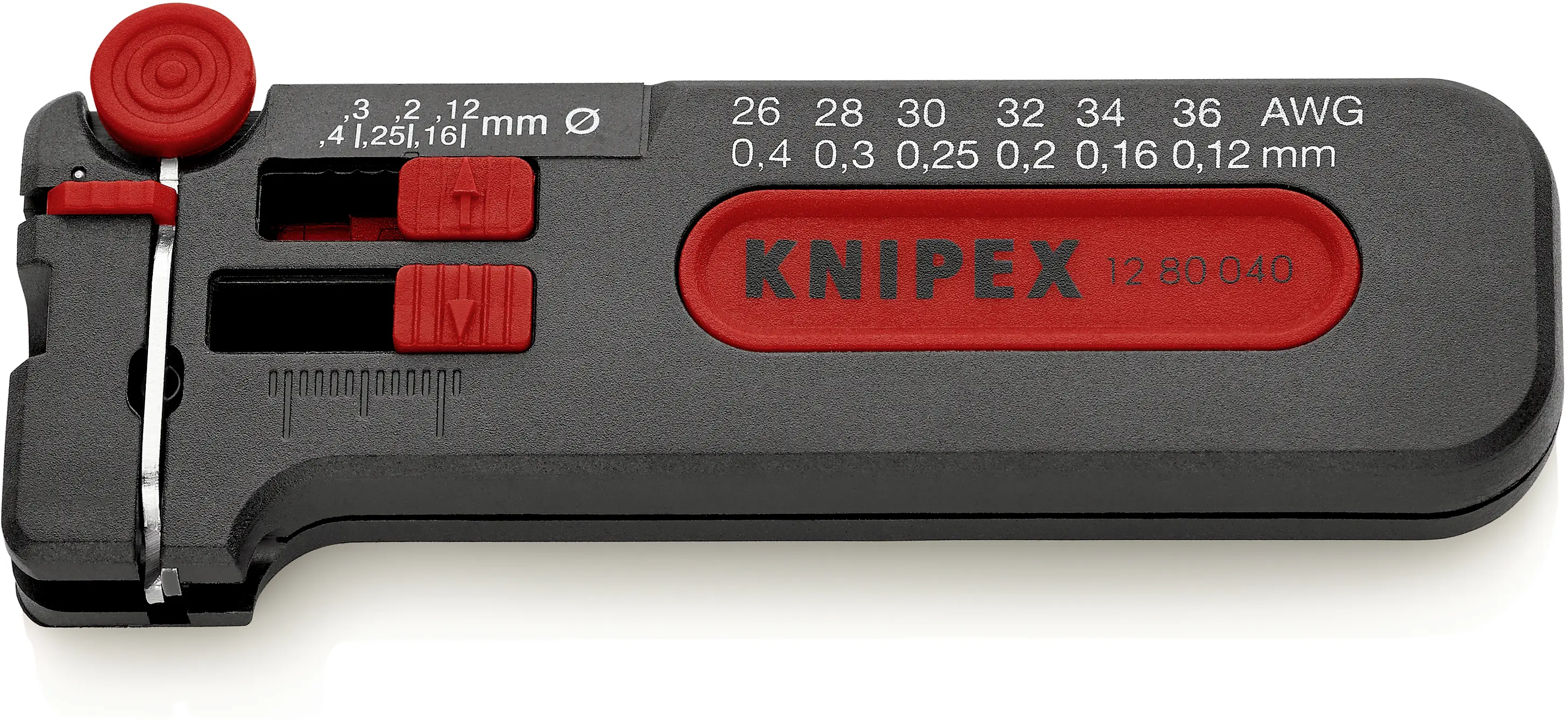 Инструмент для зачистки проводов Knipex 12 80 040 SB, диаметр провода от 0,12 до 0,4 мм.