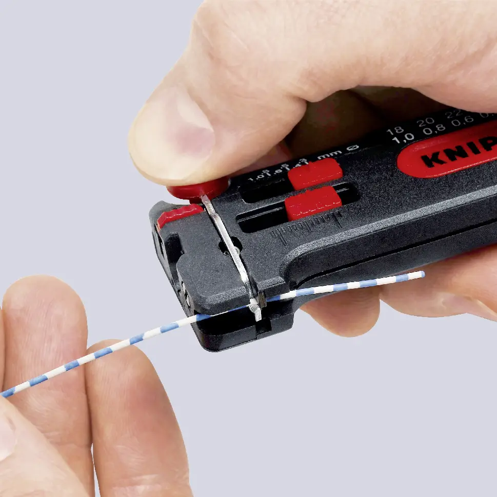 Инструмент для зачистки проводов Knipex 12 80 040 SB, диаметр провода от 0,12 до 0,4 мм.
