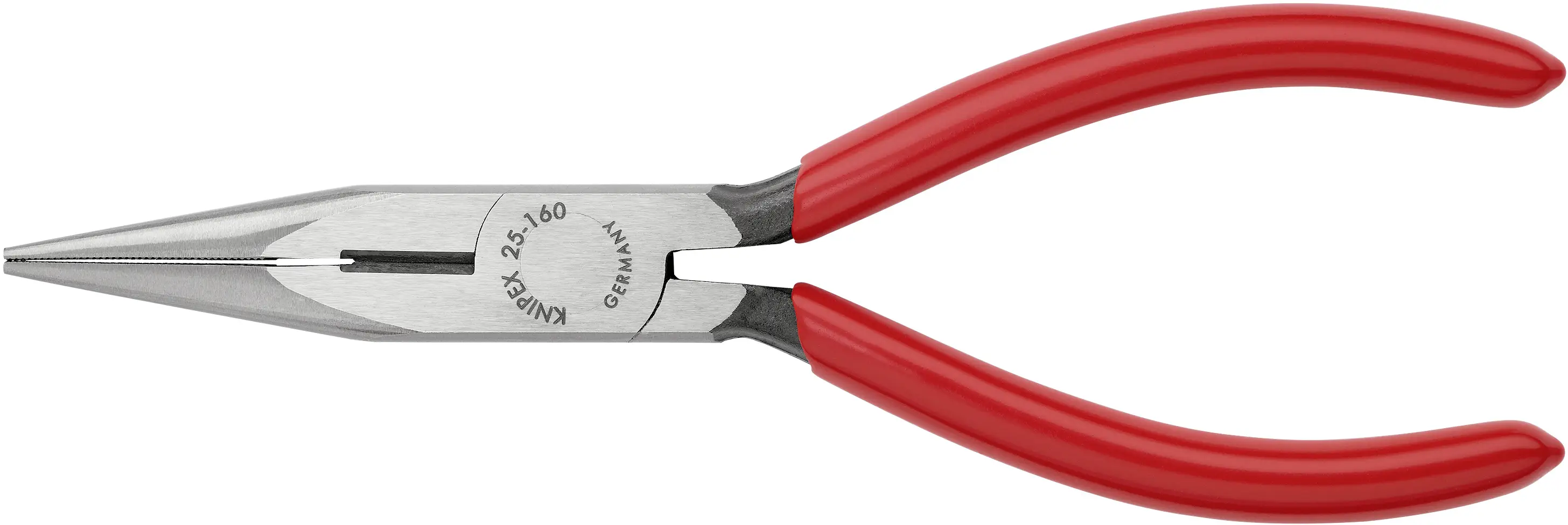 Плоскі, круглі, прямі плоскогубці Knipex 25 01 160 для електроніки та механіки, ванадієва електротехнічна сталь, 160 мм