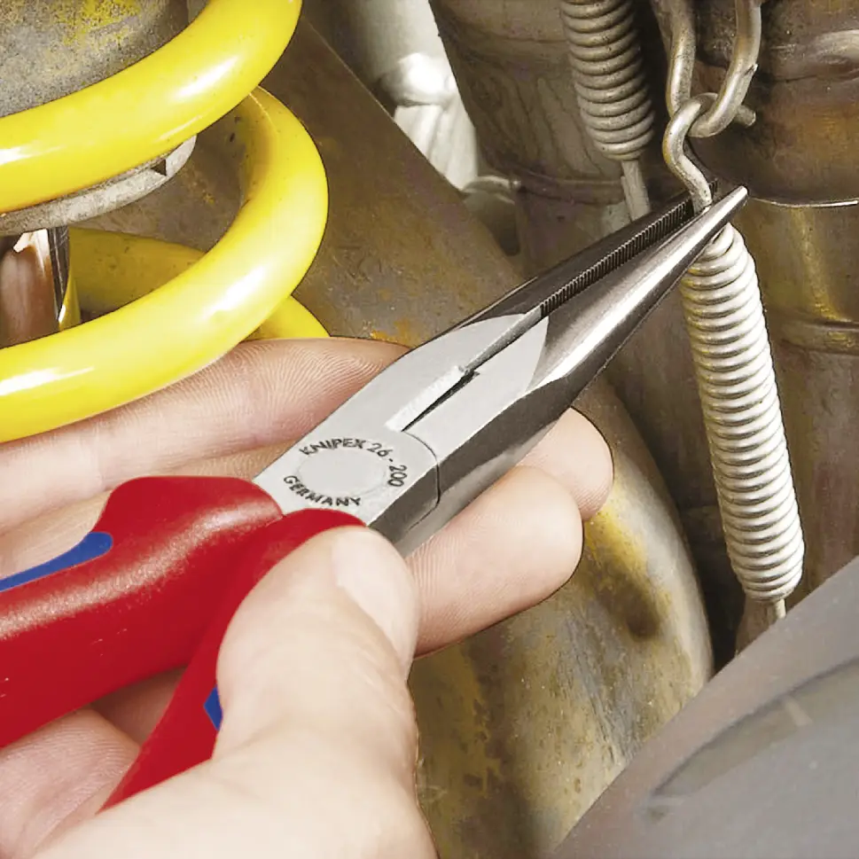 Плоскогубці Knipex 26 21 200 для електроніки та механіки, круглі плоскі щітки, кут 40°, ванадієва електротехнічна сталь, 200 мм