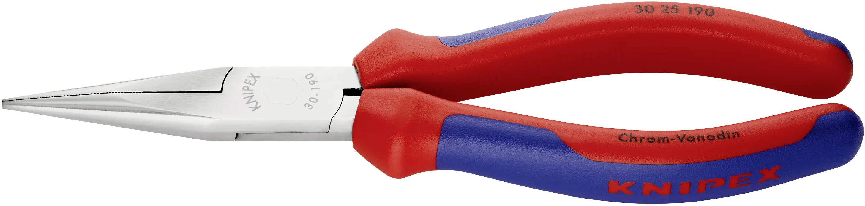 Плоскогубці Knipex 30 25 190 для майстерні, прямі, хром-ванадієва електротехнічна сталь, 190 мм
