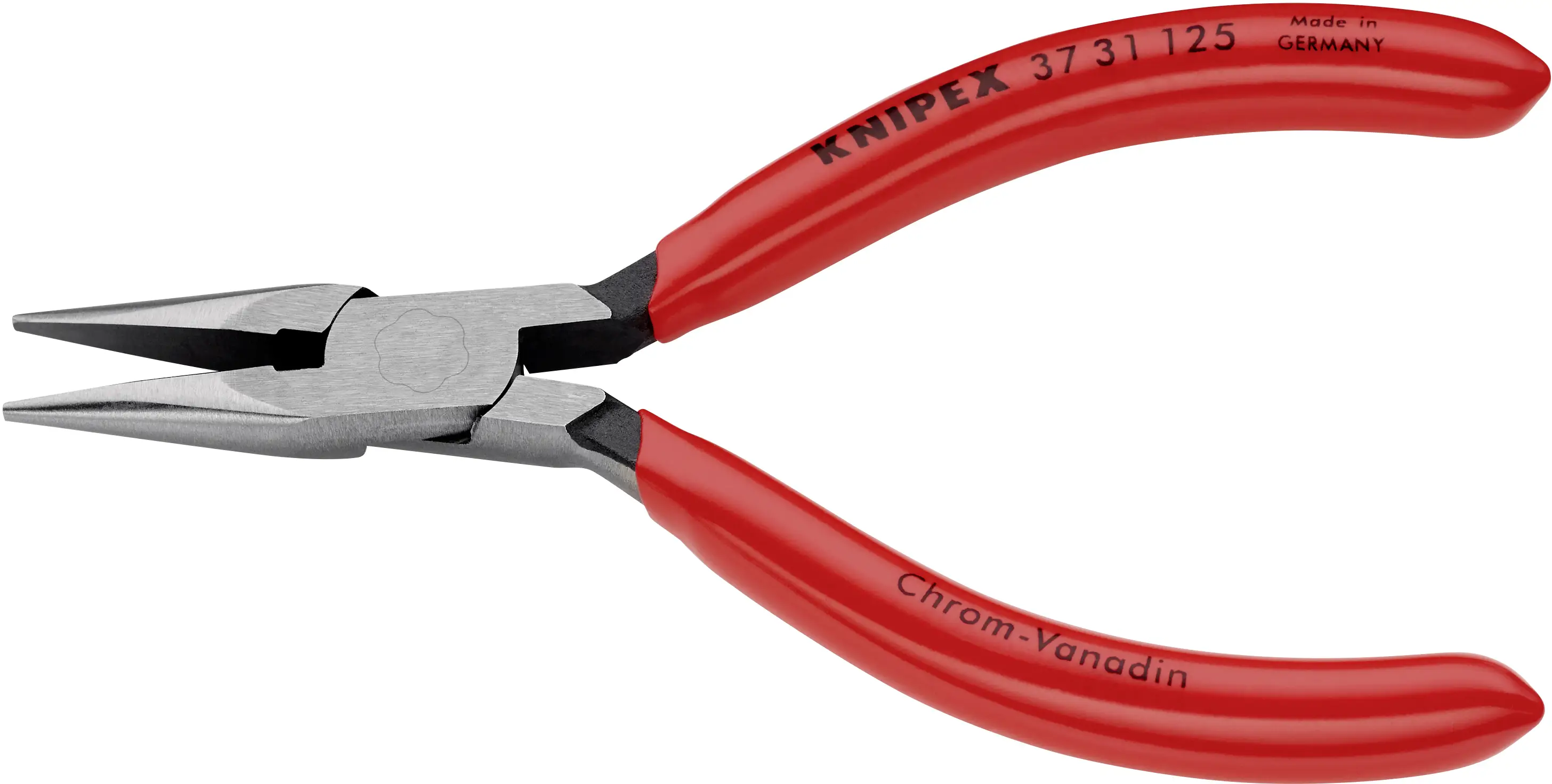 Knipex 37 31 125 для электроники и механики. Плоские, круглые, прямые плоскогубцы, инструментальная сталь, 125 мм.