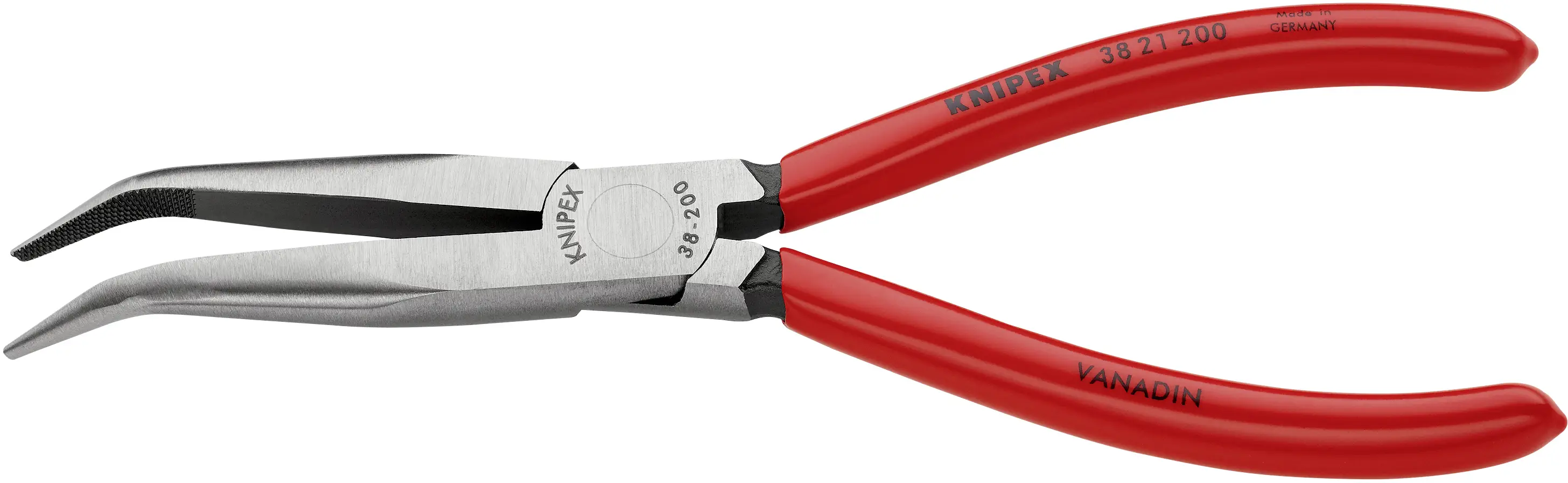 Knipex 38 21 200 для электроники и механики. Плоские круглогубцы, с углом смыкания 40°, 200 мм.