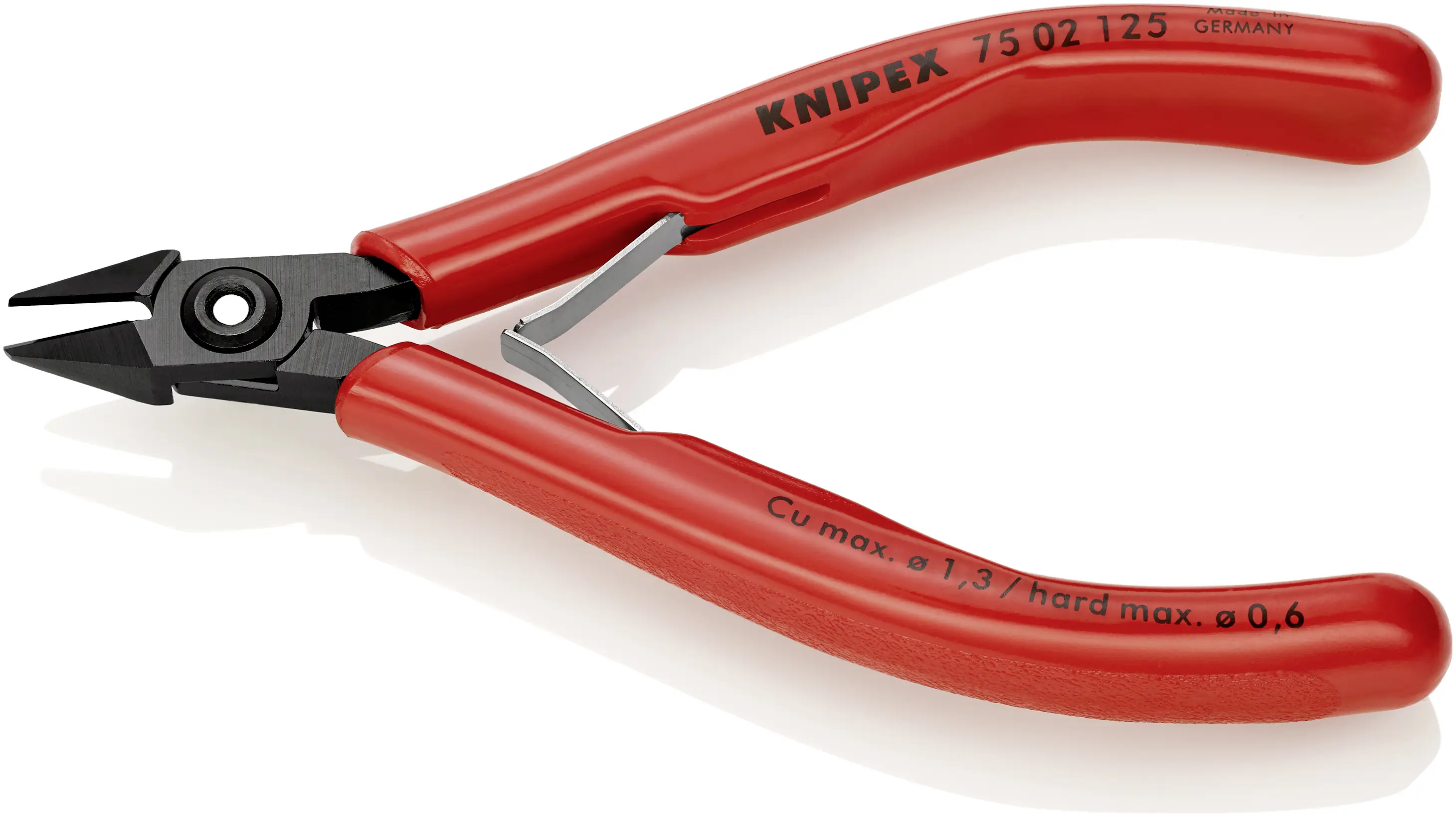 Бокорез Knipex 75 02 125, 125 мм, твердость 64 HRC, для электроники и механики.