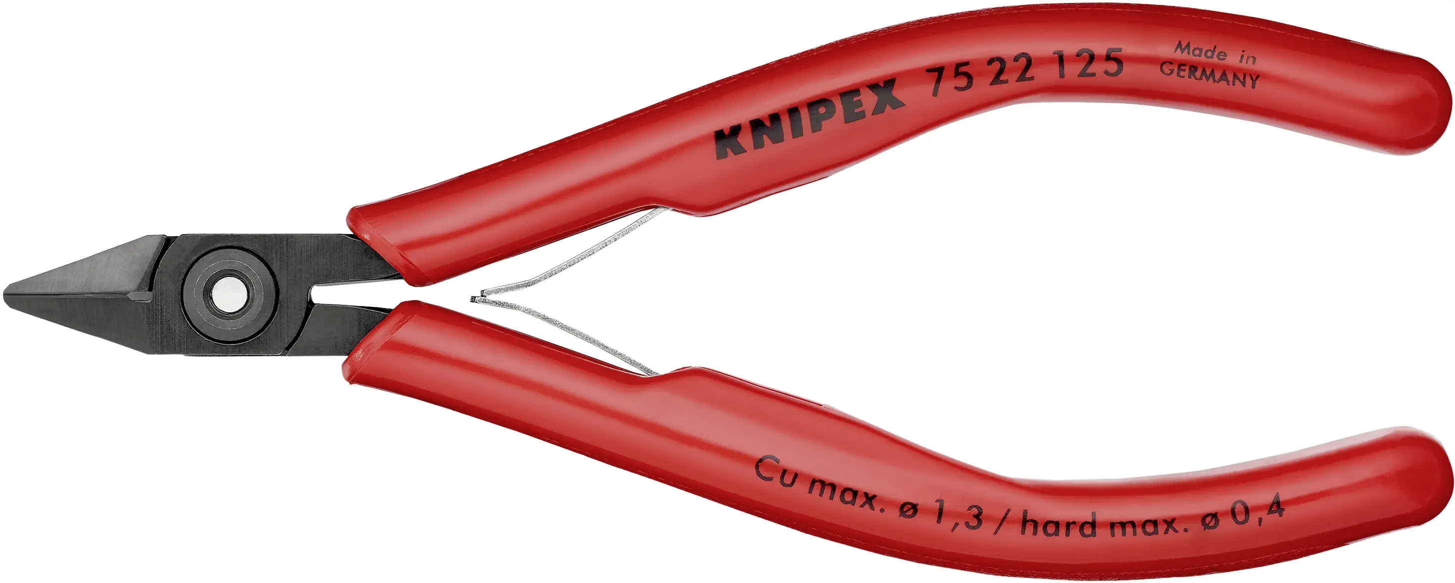 Бокорез Knipex 75 22 125, 125 мм, твердость 64 HRC, для электроники и механики.