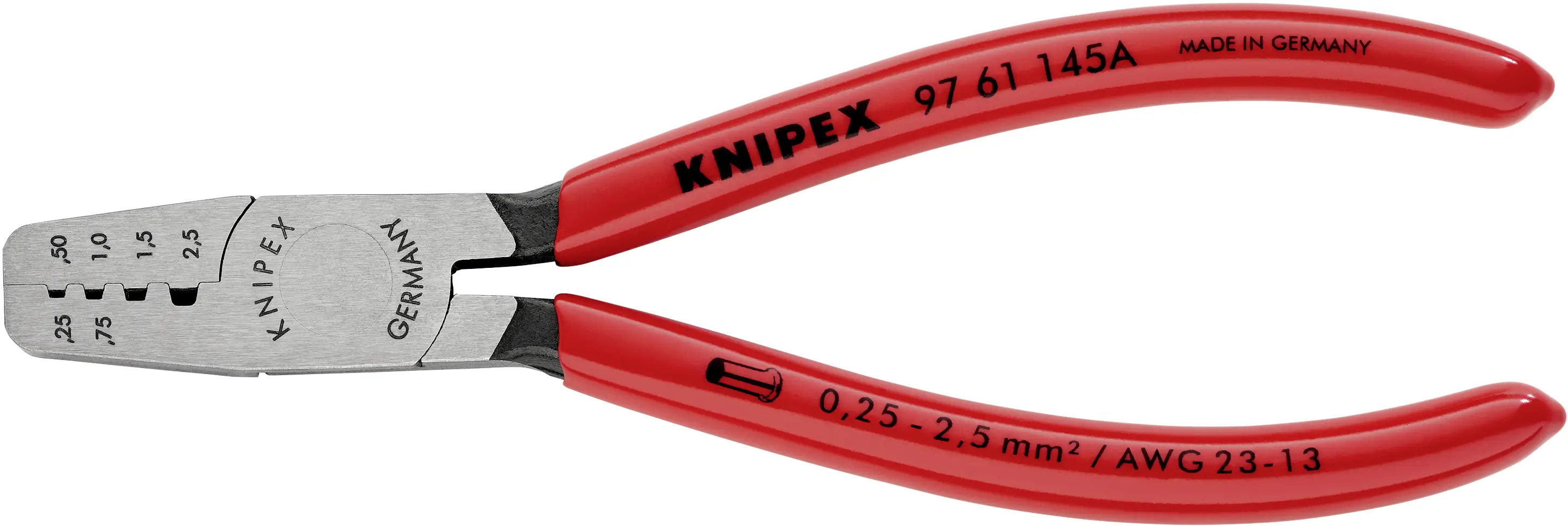 Обтискний інструмент Knipex 97 61 145 A, від 0,25 до 2,5 мм²