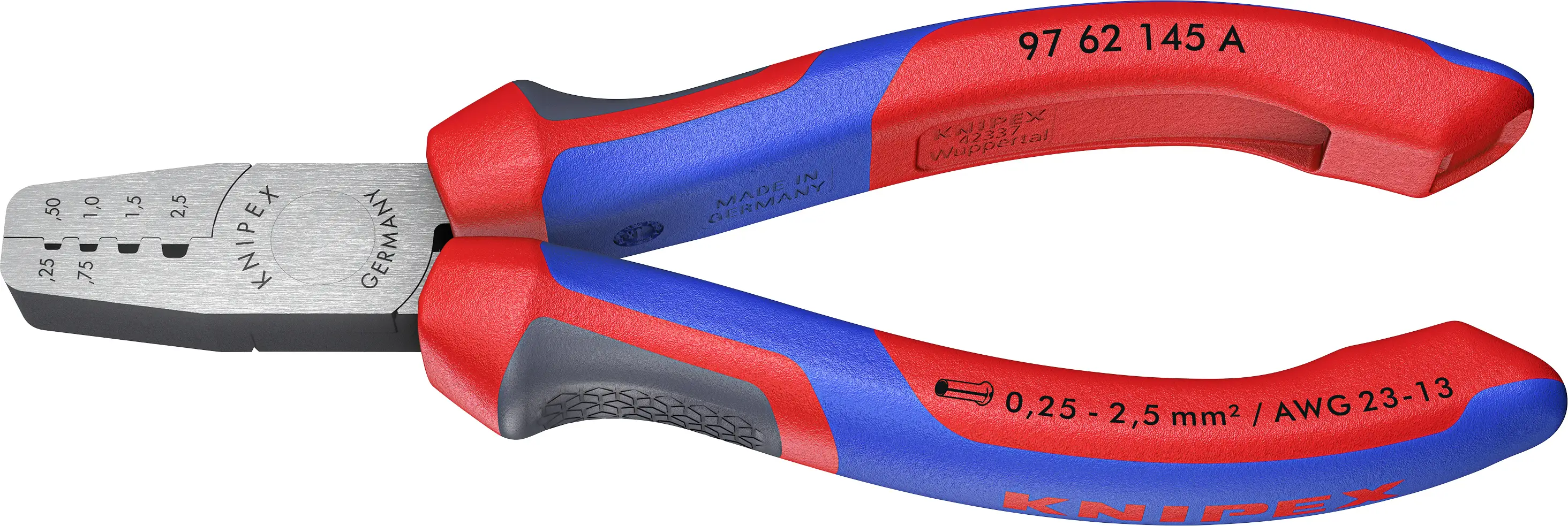 Knipex 97 62 145 — обжимной инструмент, диаметр обжимного стержня от 0,25 до 2,5 мм².