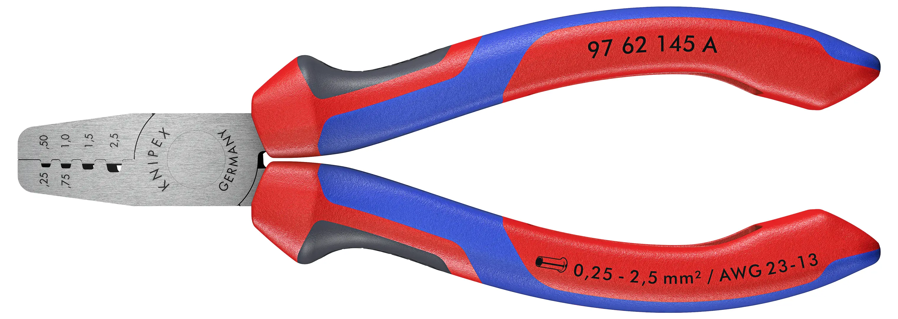 Обтискний інструмент Knipex 97 62 145 A, від 0,25 до 2,5 мм²