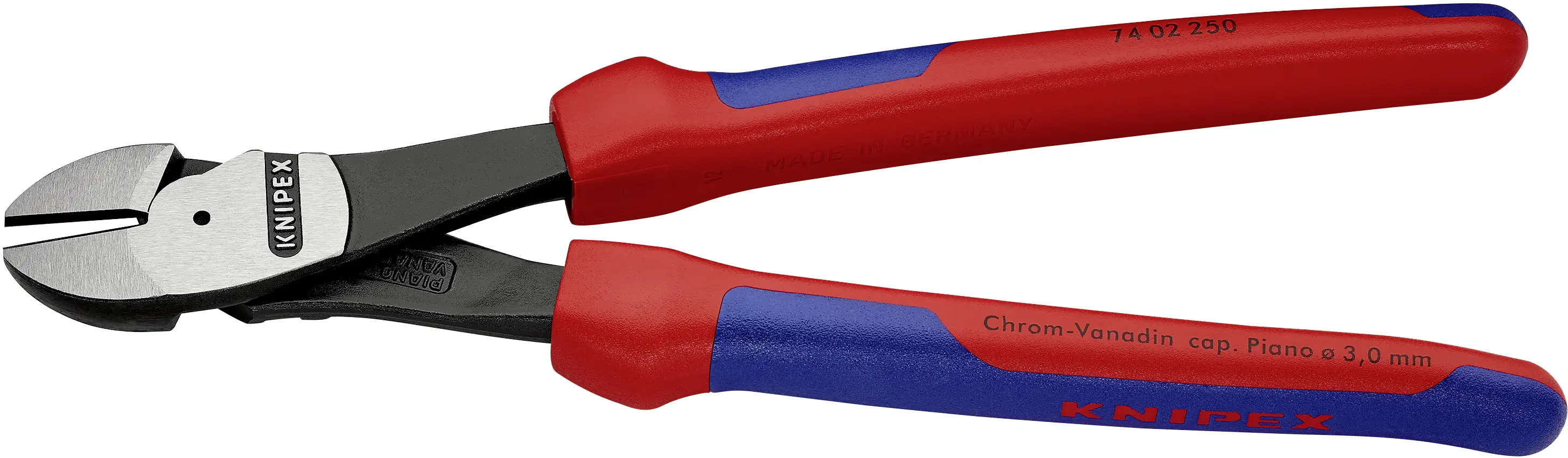 Бокорезы Knipex 74 02 250 для тяжелых условий эксплуатации, 250 мм, твердость 64 HRC, для мастерской.