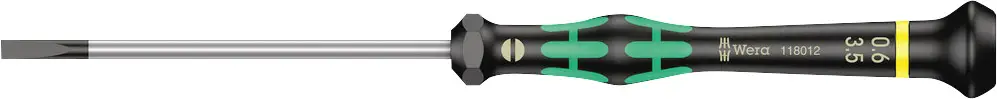 Плоская отвертка Wera 2035 05118012001. Ширина лезвия: 3,5 мм. Длина наконечника: 80 мм.