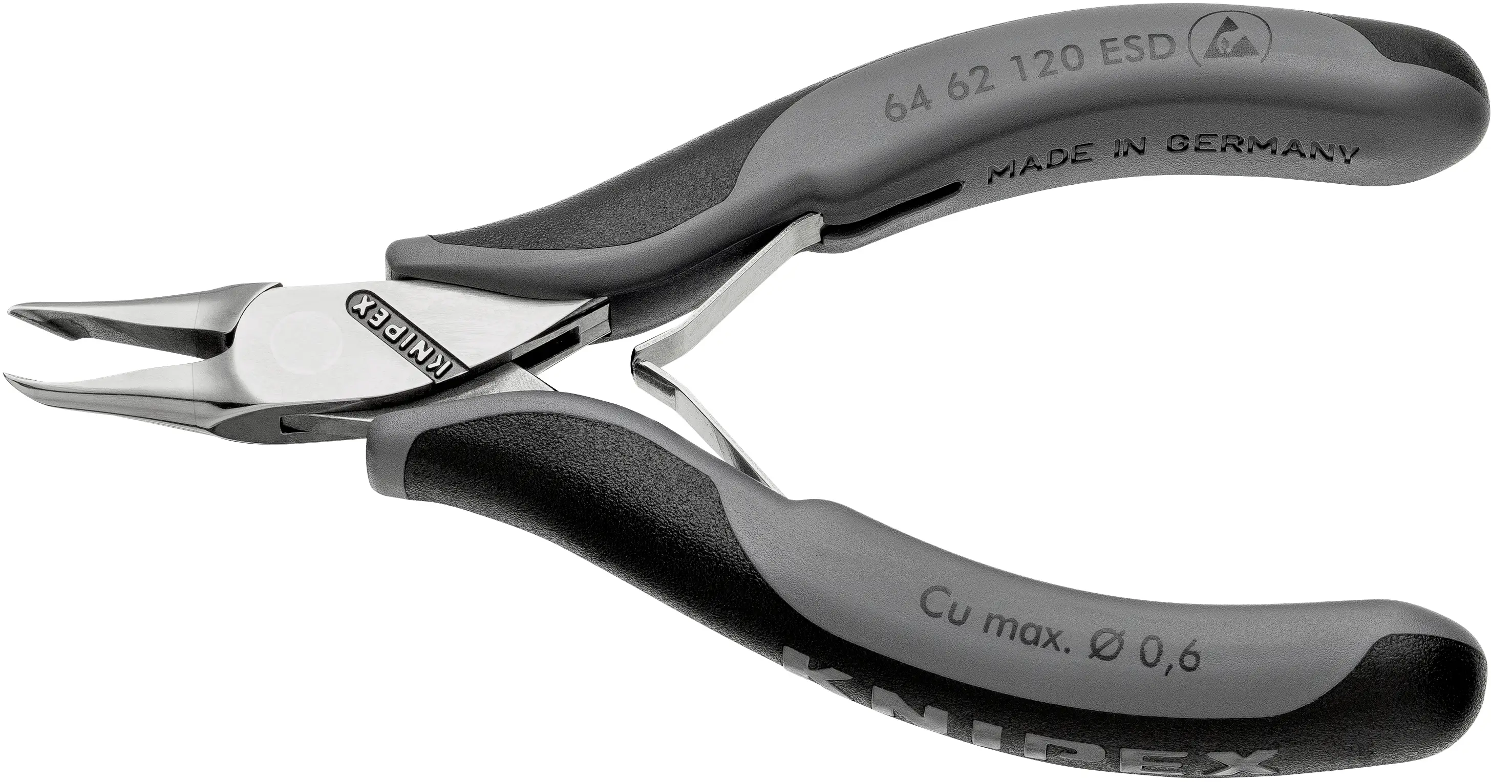 Фрезерные плоскогубцы Knipex 64 62 120 ESD, 120 мм, твердость 56 HRC, для электроники и механики.