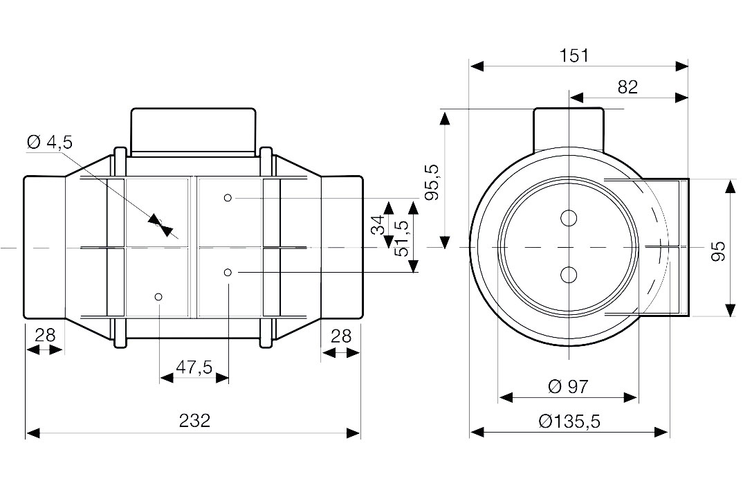 Габаритные размеры Soler & Palau TD 160/100 N Silent