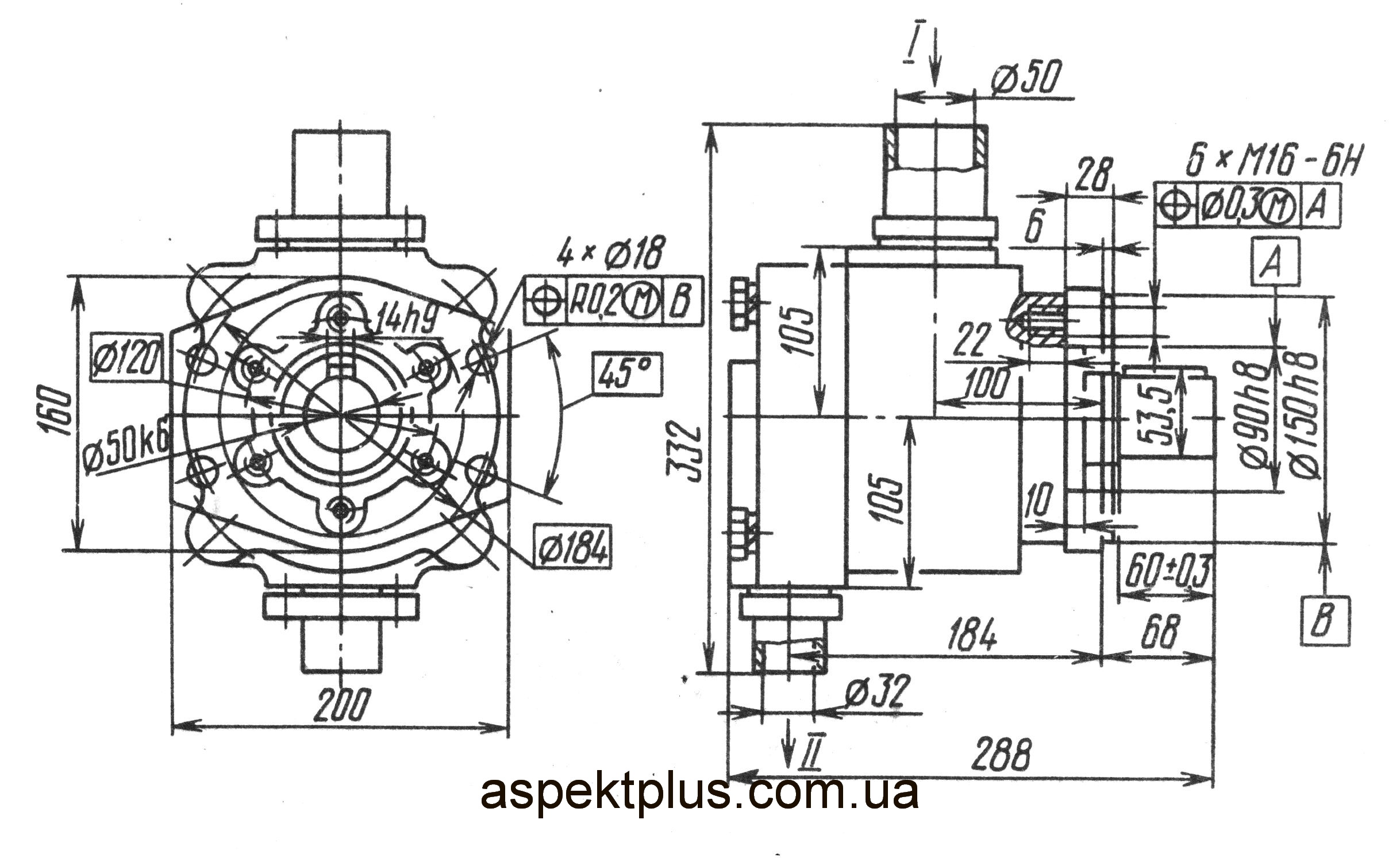 Размеры насосов Г12-25, Г12-26 (габарит 3)