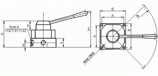 Размеры крановых распределителей В71-24М-01, В71-24М-02, В71-23М-01, В71-23М-02, В71-22М-01, В71-22М-02