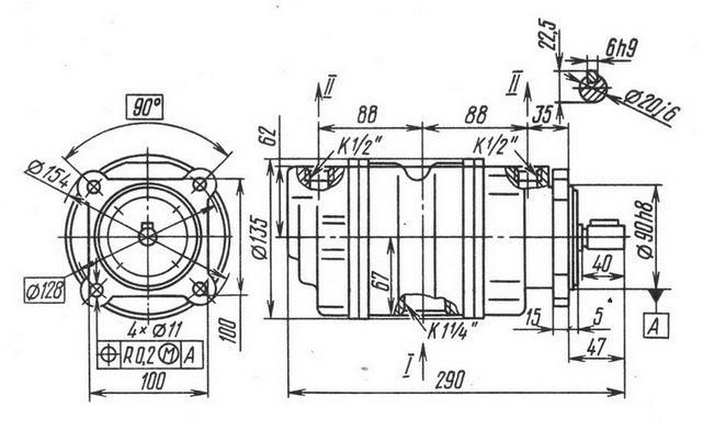 Размеры насосов (габарит 1+1) 5БГ12-21, 5БГ12-22, 5БГ12-23, 8БГ12-21, 8БГ12-22, 8БГ12-23, 12БГ12-22, 12БГ12-23, 18БГ12-22, 18БГ12-23, 25БГ12-23, 35БГ12-23