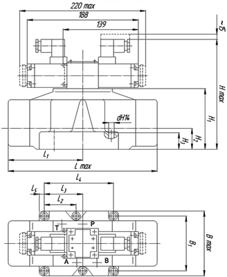 Габаритные и присоединительные размеры ВЕХ16 574А Г24, ВЕХ16 574А В110, ВЕХ16 574А В220
